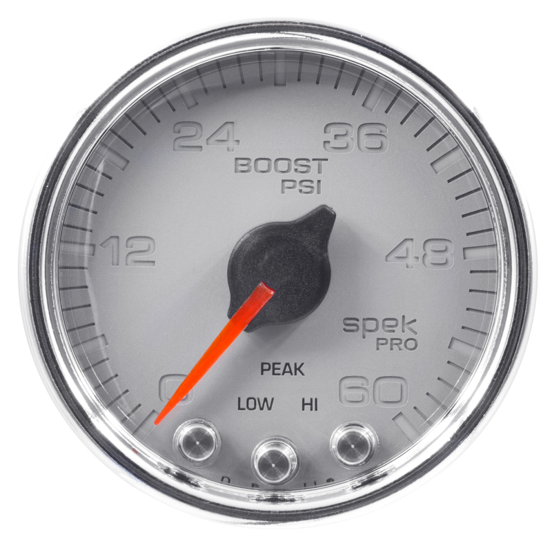 Autometer Spek-Pro Gauge Boost 2 1/16in 60psi Stepper Motor W/Peak & Warn Slvr/Chrm thumbnail 5