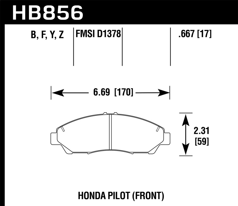 Hawk 09-15 Honda Pilot HPS Street Front Brake Pads thumbnail 2
