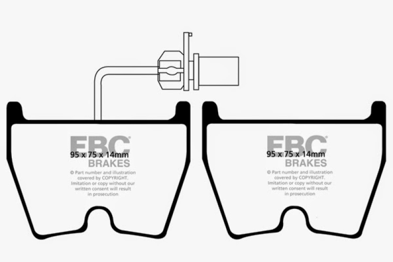 EBC 06-09 Audi RS4 4.2 (Cast Iron Rotors) Redstuff Front Brake Pads thumbnail 7