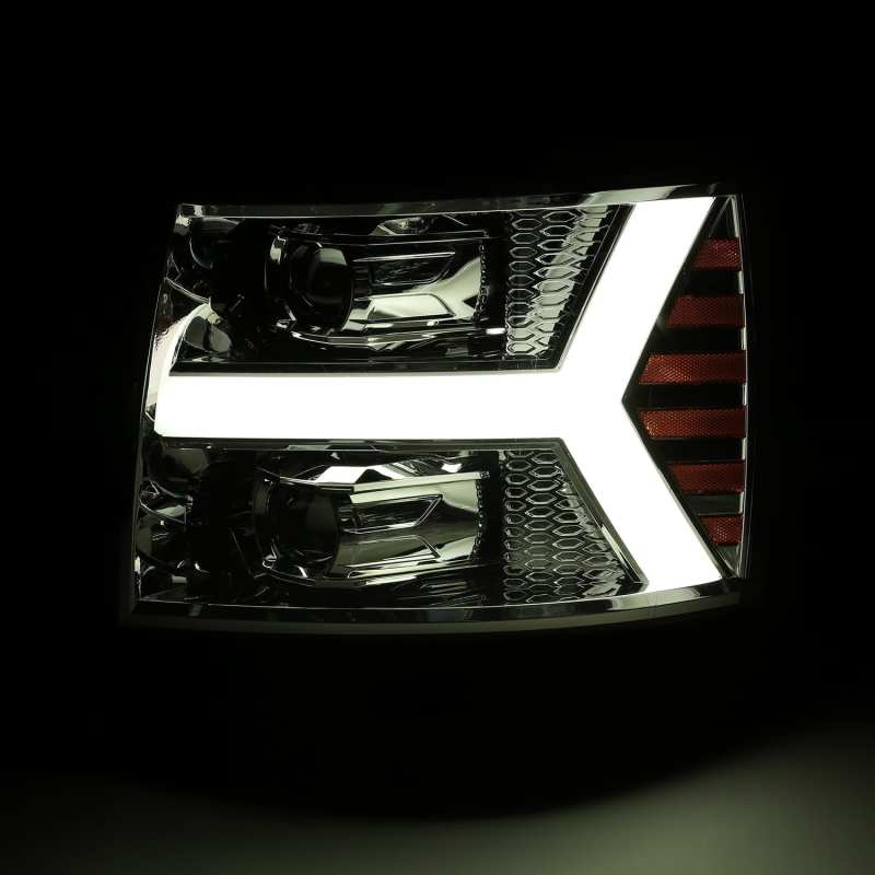 AlphaRex 07-13 Chevy 1500 LUXX LED Proj Headlights Plank Design Chrome w/ Activ Light/Seq Signal/DRL thumbnail 3
