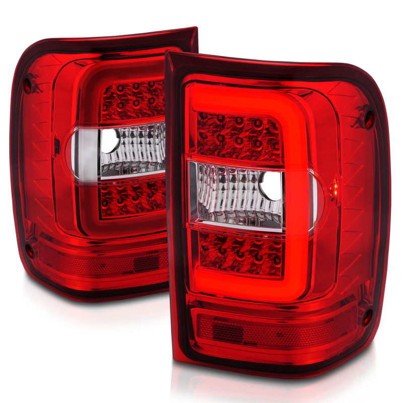 ANZO 2001-2011 Ford Ranger LED Tail Lights w/ Light Bar Chrome Housing Red/Clear Lens thumbnail 8