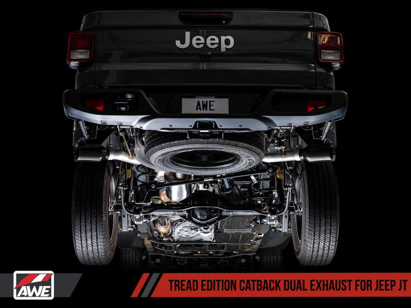 AWE Tuning 20-21 Jeep Gladiator JT 3.6L Tread Edition Cat-Back Dual Exhaust - Diamond Black Tip thumbnail 6