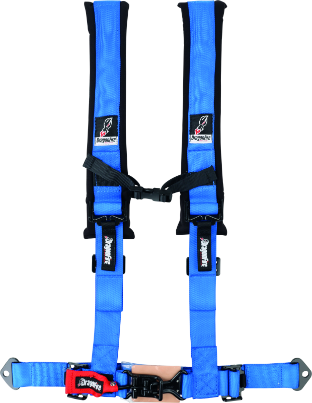 DragonFire Racing Harness- H-Style- 4-Point- 2in Buckle- Blue thumbnail 2