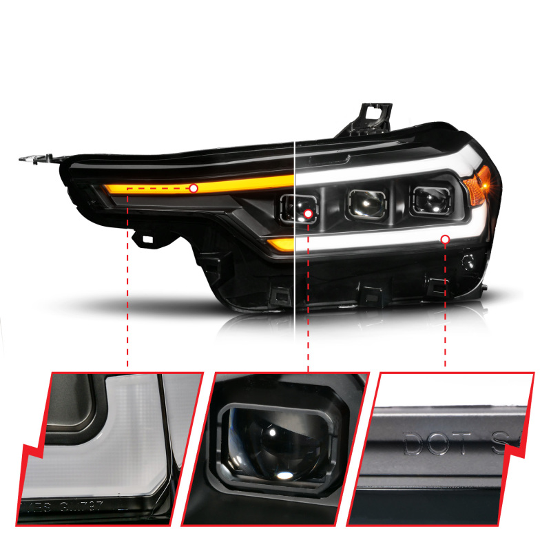 Anzo 2023+ Chevy Colorado Full LED Proj. Headlights w/ Black Housing - Seq. Lightbar w. DRL thumbnail 4