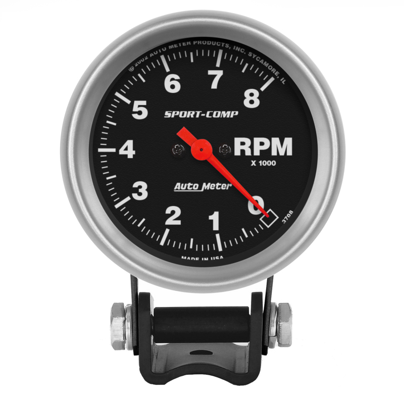 Autometer Standard 2-5/8in 8,000 RPM Pedestal Mount Tachometer Sport Comp thumbnail 3