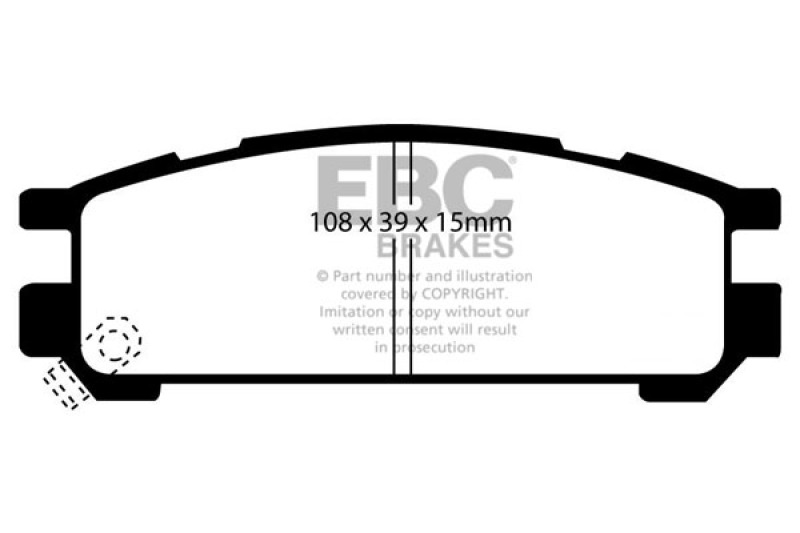 EBC 93-96 Subaru Impreza 1.8 Ultimax2 Rear Brake Pads thumbnail 4