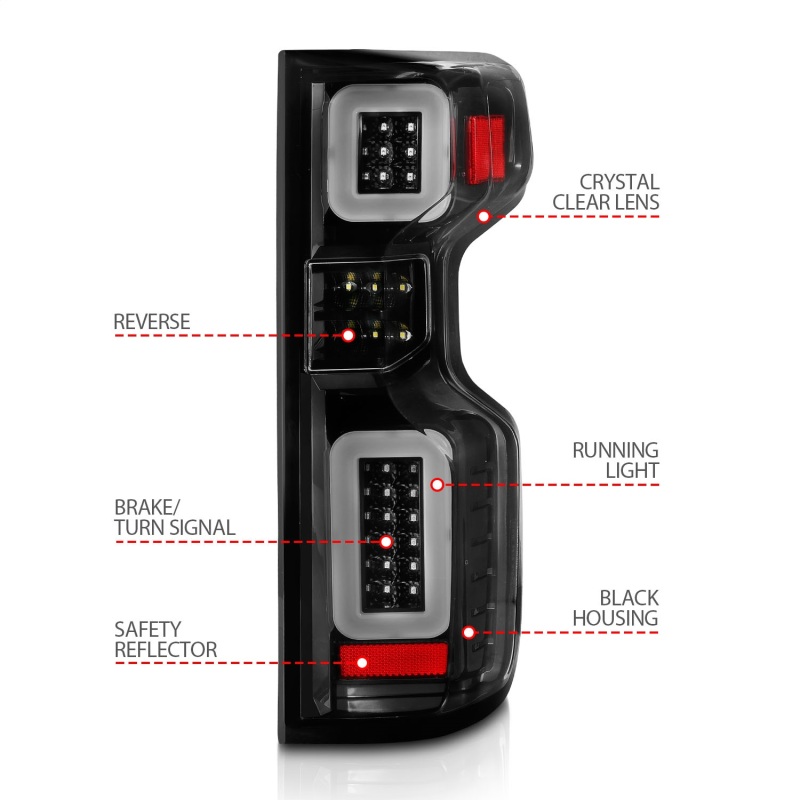 ANZO 19-21 Chevy Silverado Work Truck Full LED Taillights Blk Housing Clear Lens G2 (w/C light Bars) thumbnail 7
