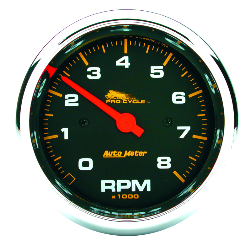 Autometer Pro-Cycle Gauge Tach 3 3/4in 8K Rpm 2&4 Cylinder Black thumbnail 3
