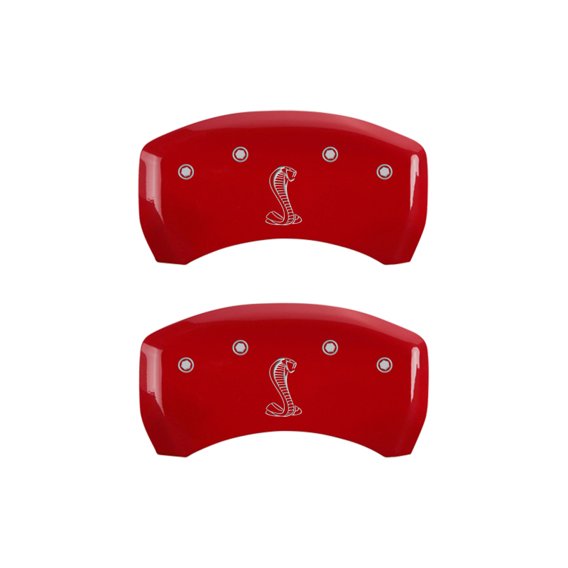 MGP 4 Caliper Covers Engraved Front & Rear Oval logo/Ford Red finish silver ch thumbnail 3