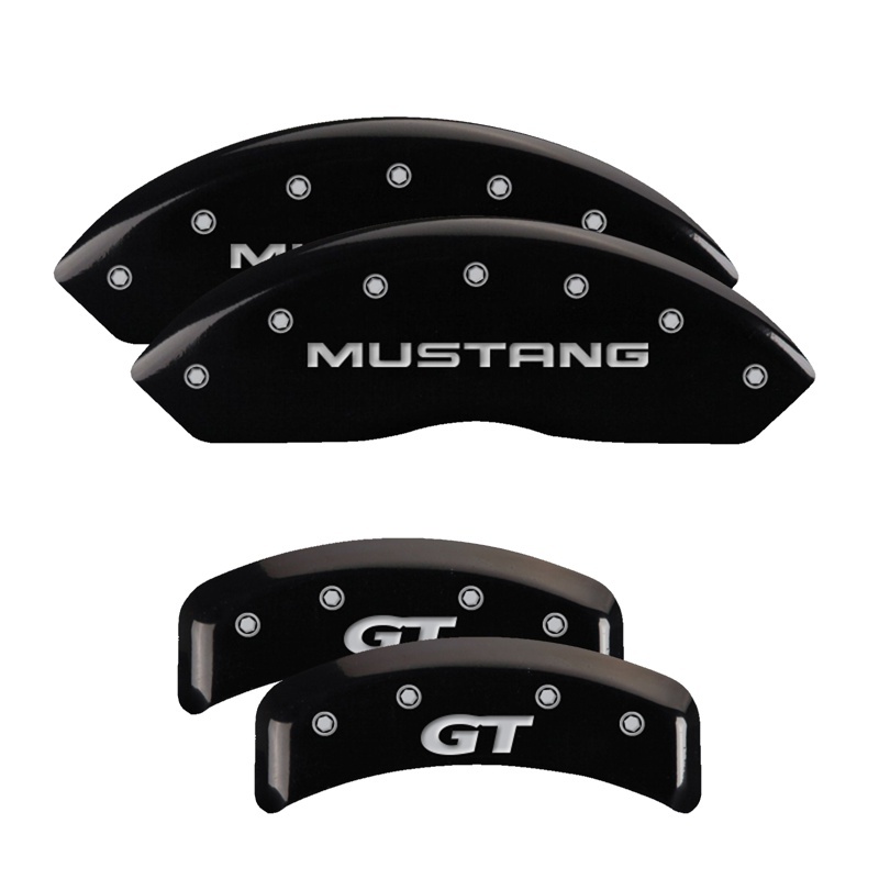 MGP 4 Caliper Covers Engrvd Front No bolts/Tbird Engrvd Rear/Tbird Emblem Blk fnsh slvr ch thumbnail 3