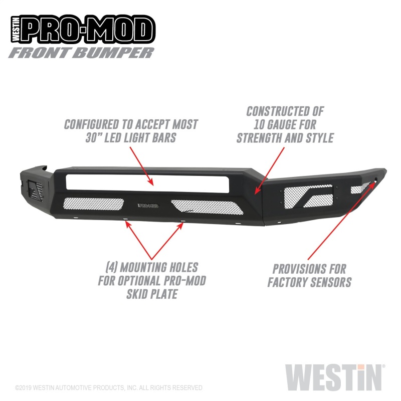 Westin 16-20 Toyota Tacoma Pro-Mod Front Bumper - Textured Black thumbnail 7