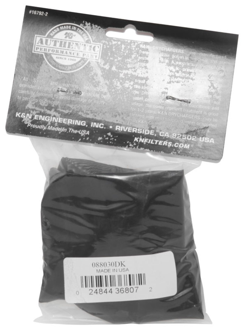 K&N Drycharger Air Filter Wrap 8-3/4in X 10-1/4in X 3in Black thumbnail 4