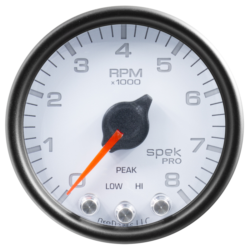 Autometer Spek-Pro Gauge Tach 2 1/16in 8K Rpm W/ Shift Light & Peak Mem Wht/Blk thumbnail 5