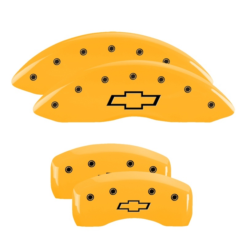 MGP 4 Caliper Covers Engraved Front & Rear Bowtie Yellow Finish Black Char 2008 Chevrolet Impala thumbnail 7