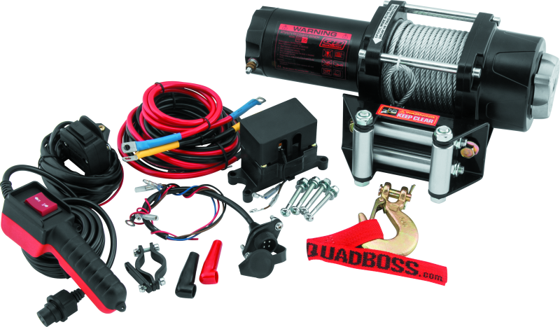3,500 lbs. Quadboss Winch 608702 Winch, Electric, Pull Rating, Roller Fairlead, 39 ft. Steel Cable Length, Wired Remote, Kit thumbnail 2