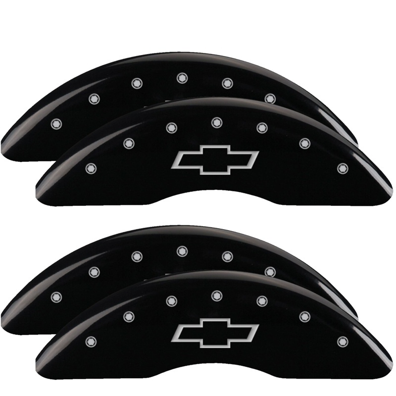 MGP 4 Caliper Covers Engraved Front & Rear Bowtie Black finish silver ch thumbnail 5
