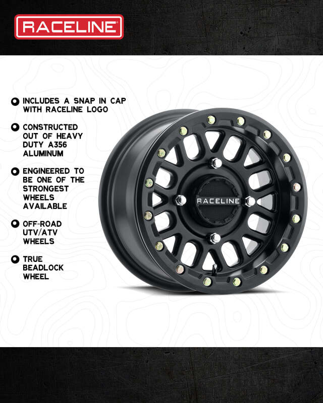Raceline A92B Podium 15x6in / 4x156 BP / 40mm Offset / 132.5mm Bore - Satin Black Beadlock Wheel thumbnail 5