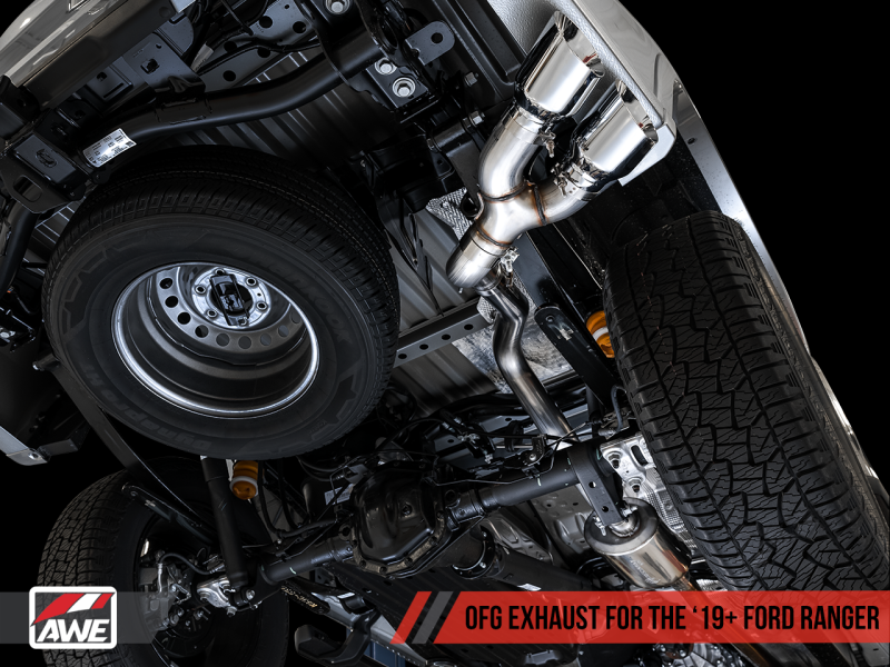 AWE Tuning 2019+ Ford Ranger 0FG Performance Exhaust System w/Chrome Silver Tips & Bash Guard thumbnail 6