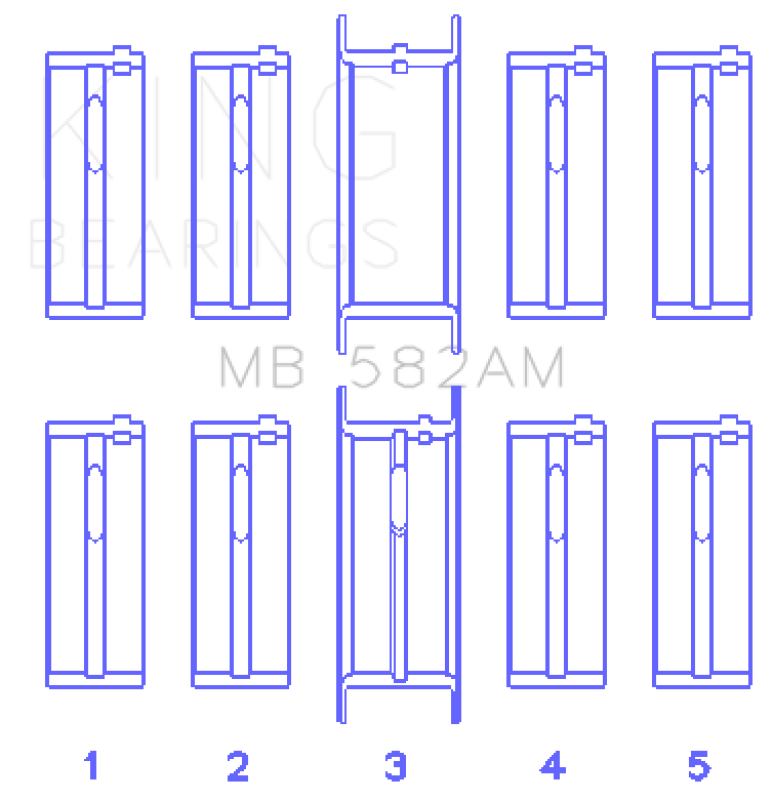 King Engine Bearings Ford 2.0/2.3L 8V (Size +0.50mm) Main Bearing Set thumbnail 2