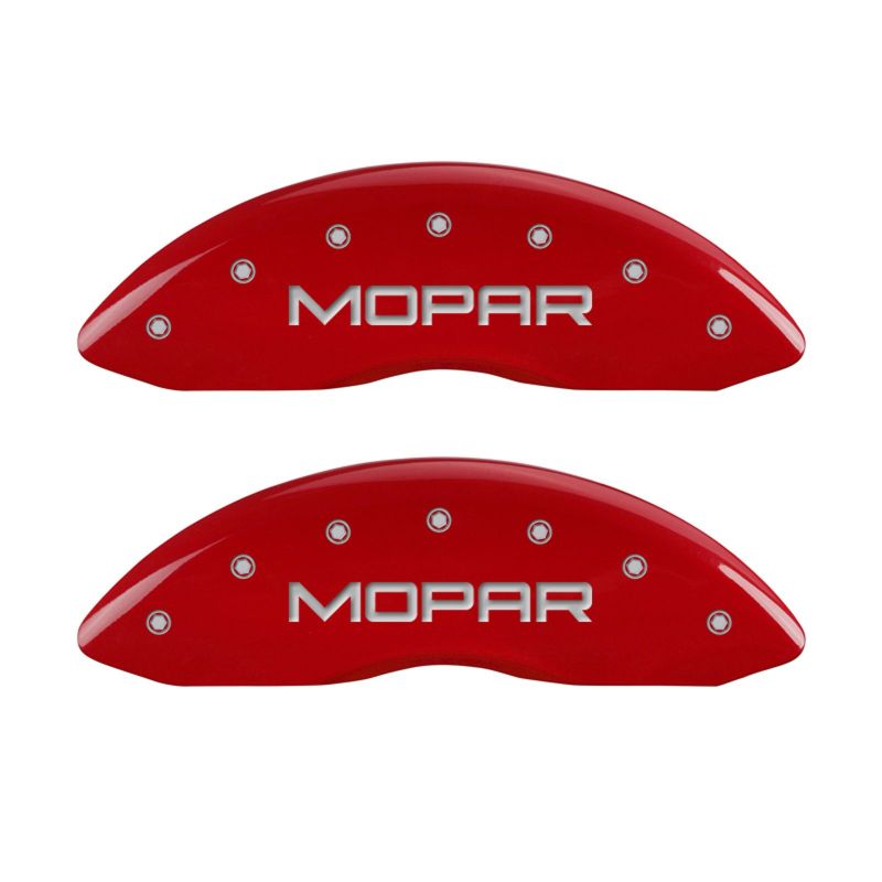 MGP Front set 2 Caliper Covers Engraved Front MOPAR Red finish silver ch thumbnail 5