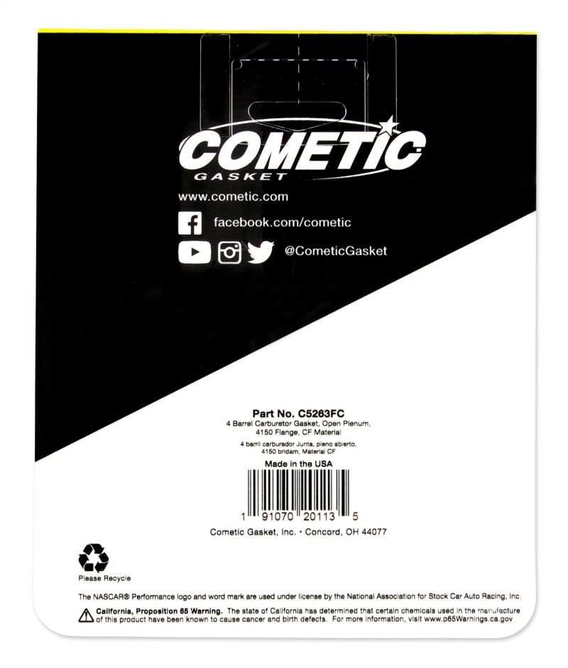 Cometic Holley 4 Barrel .060in Fiber Carburetor Gasket - Open Plenum thumbnail 5