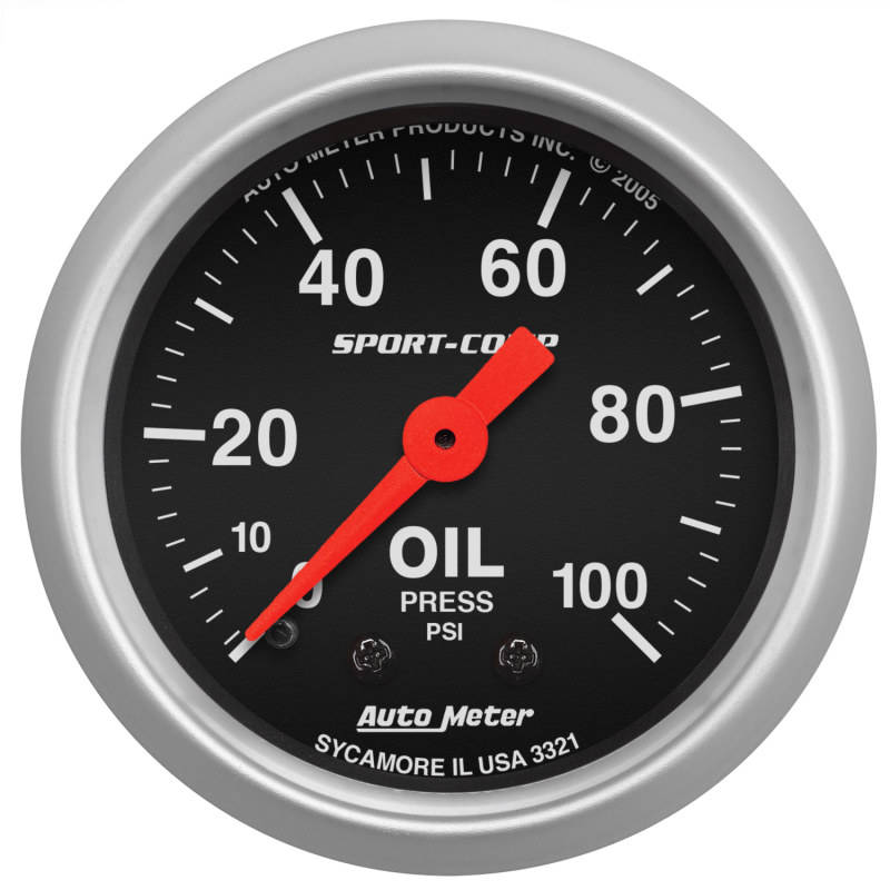Autometer Sport Comp 52mm Mechanical 0-100 PSI Oil Pressure Gauge thumbnail 4