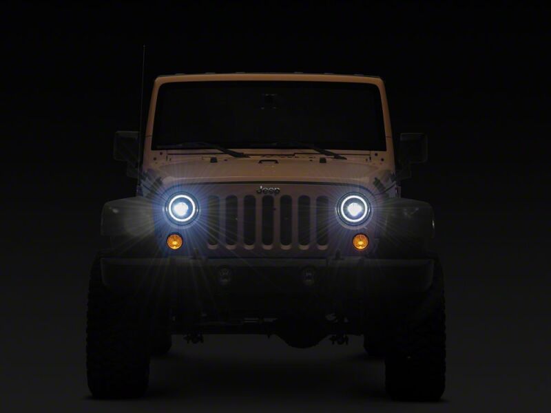 Raxiom 07-18 Jeep Wrangler JK 7-Inch V2 Dragon Eye LED Headlights- Black Housing- Clear Lens thumbnail 9