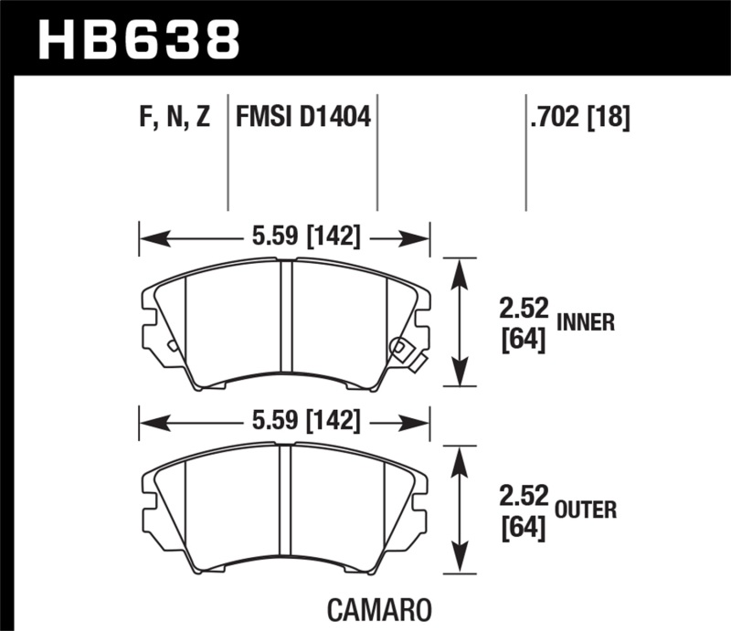 Hawk 10-15 Chevrolet Camaro HPS 5.0 Front Brake Pads thumbnail 2