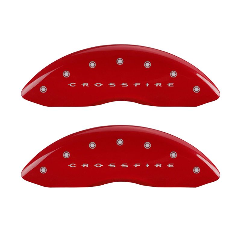 MGP 4 Caliper Covers Engraved Front & Rear Crossfire Red finish silver ch thumbnail 4