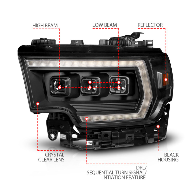 ANZO 19-24 RAM 2500/3500 Z-Series Full LED Proj Headlights DRL/Init/SeqSig - Driver Side ONLY thumbnail 8