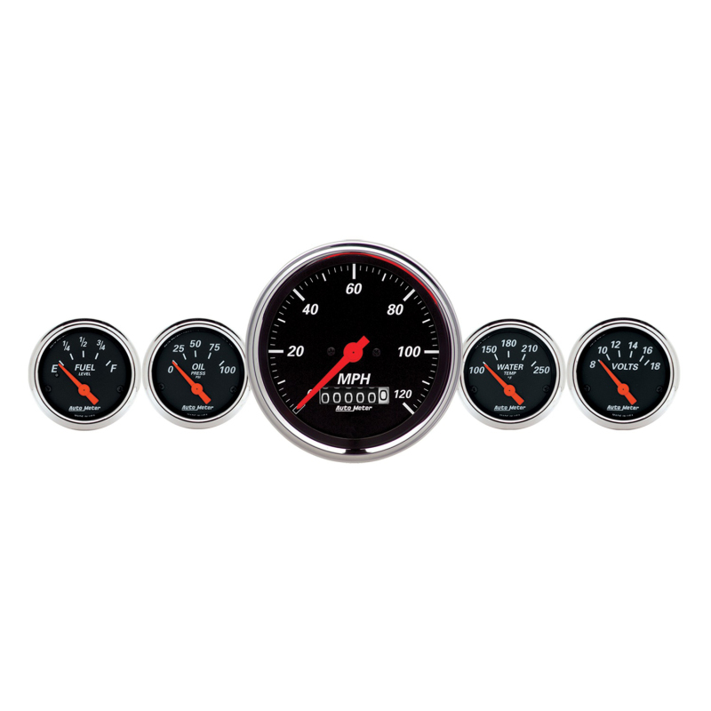 AutoMeter Gauge Kit 5 Pc. 3-3/8in. & 2-1/16in. Elec. Speedometer Designer Black thumbnail 4