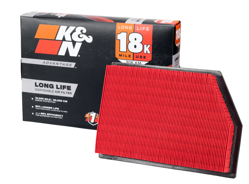K&N Advantage Air Filter 18K Miles Jeep Cherokee V6-3.2L F/I 2014-2018 thumbnail 2