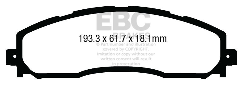 EBC 13+ Ford F250 (inc Super Duty) 6.2 (2WD) Ultimax2 Rear Brake Pads thumbnail 4