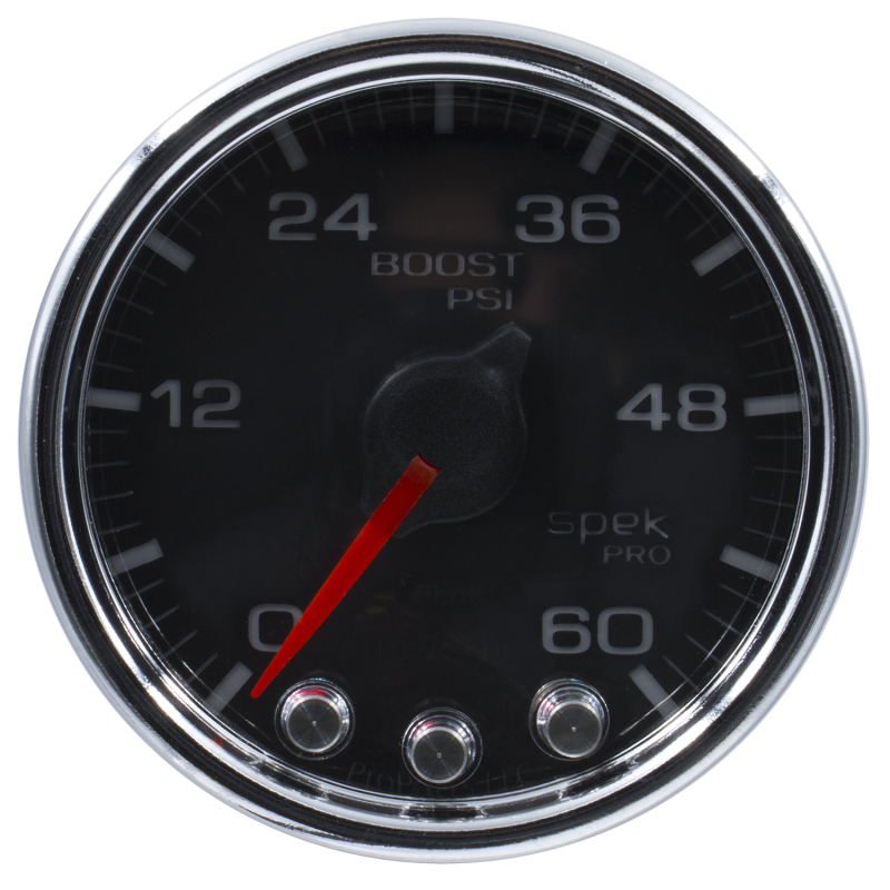 Autometer Spek-Pro Gauge Boost 2 1/16in 60psi Stepper Motor W/Peak & Warn Blk/Chrm thumbnail 4