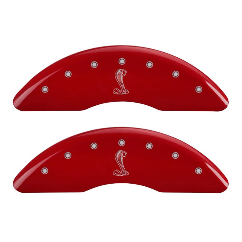 MGP 4 Caliper Covers Engraved Front & Rear Tiffany Snake Red finish silver ch thumbnail 5