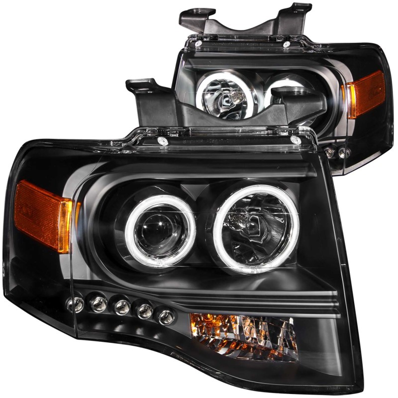 ANZO 2007-2014 Ford Expedition Projector Headlights w/ Halo Black thumbnail 8