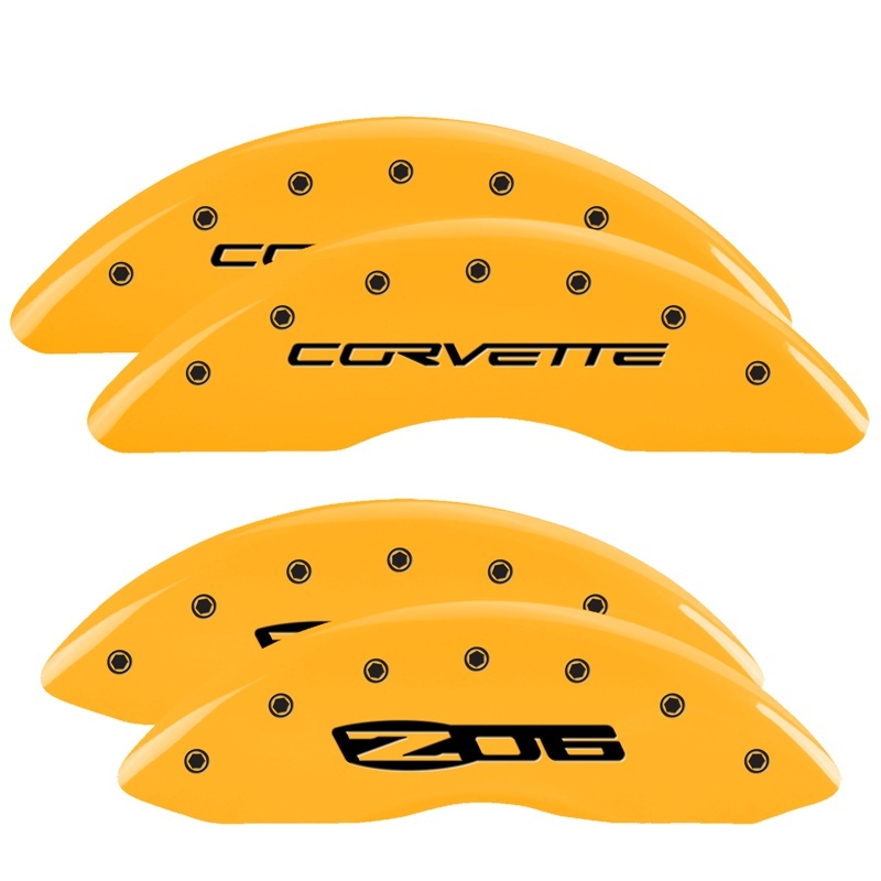 MGP Front set 2 Caliper Covers Engraved Front Chevy racing Black finish silver ch thumbnail 5