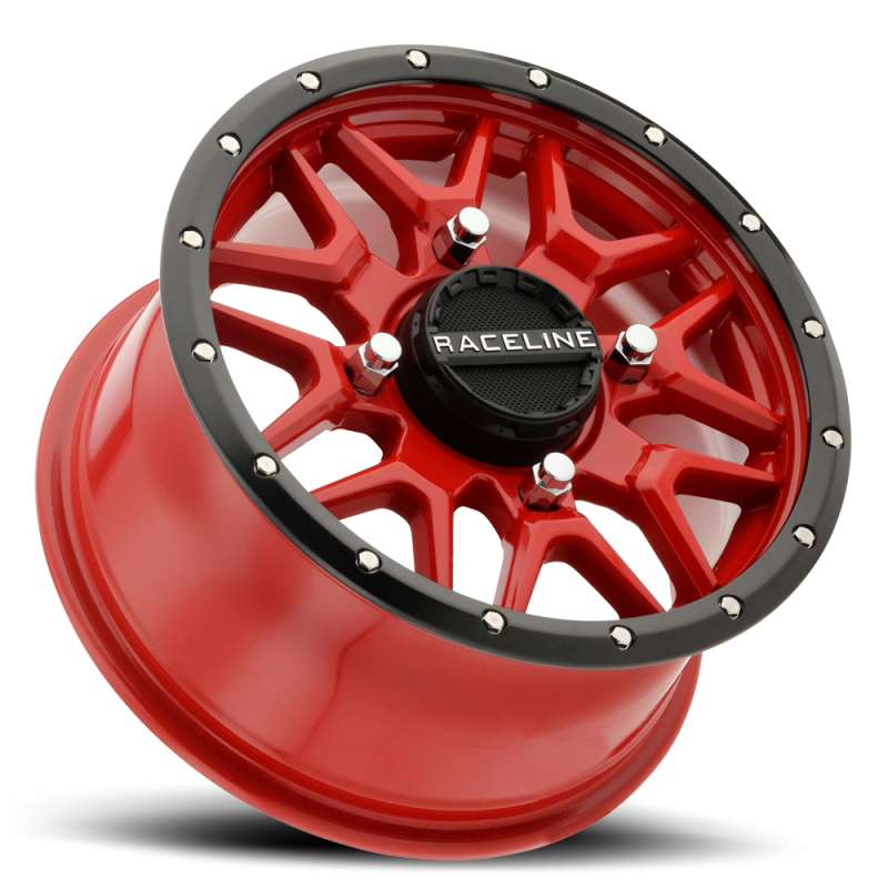 Raceline A94R Krank 14x7in / 4x156 BP / 38mm Offset / 132.5mm Bore - Red & Black Lip Wheel thumbnail 3