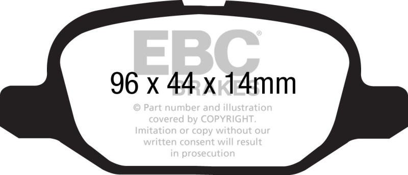 EBC 11+ Fiat 500 1.4 (ATE Calipers) Yellowstuff Rear Brake Pads thumbnail 5