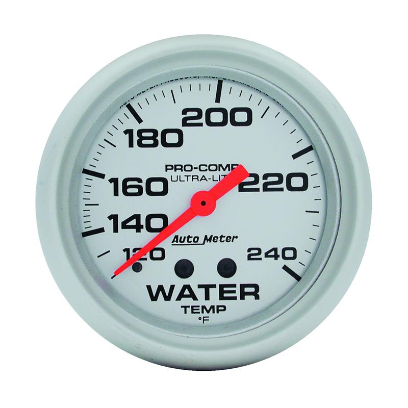 Autometer Ultra-Lite 66.7mm 120-240 Deg F Mechanical Water Temperature Gauge - White