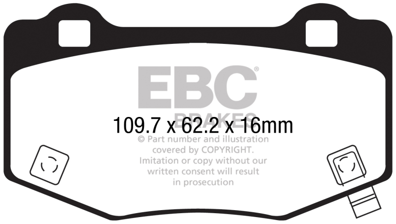 EBC 15-17 Ford Mustang Shelby GT350/GT350R Yellowstuff Rear Brake Pads thumbnail 5