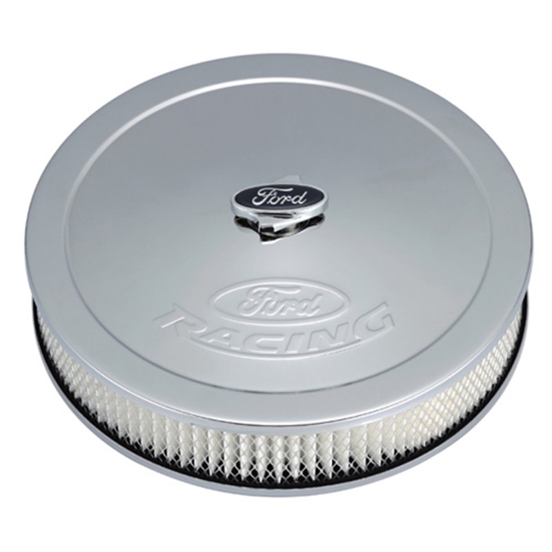Air Cleaner Kit: Chrome, Ford Racing Emblem
Air Cleaner Kit