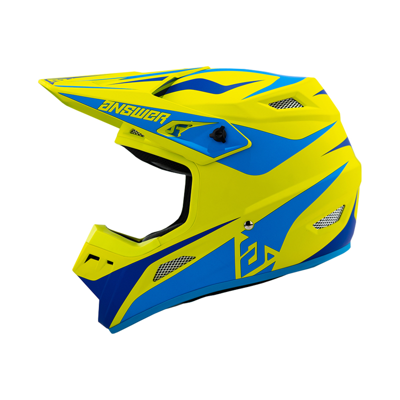 Answer 26 AR1 Mototown Helmet Matte Hyper Acid/Cyan/Dark Blue Youth - Large