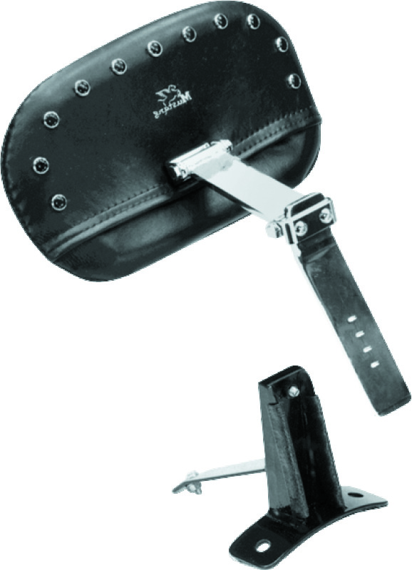 Mustang 08-21 Harley FL Touring Driver Backrest Kit w/Blk Pearl Studs- Black