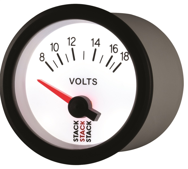 Autometer Stack 52mm 8-18V Electric Battery Voltage Gauge - White thumbnail 7
