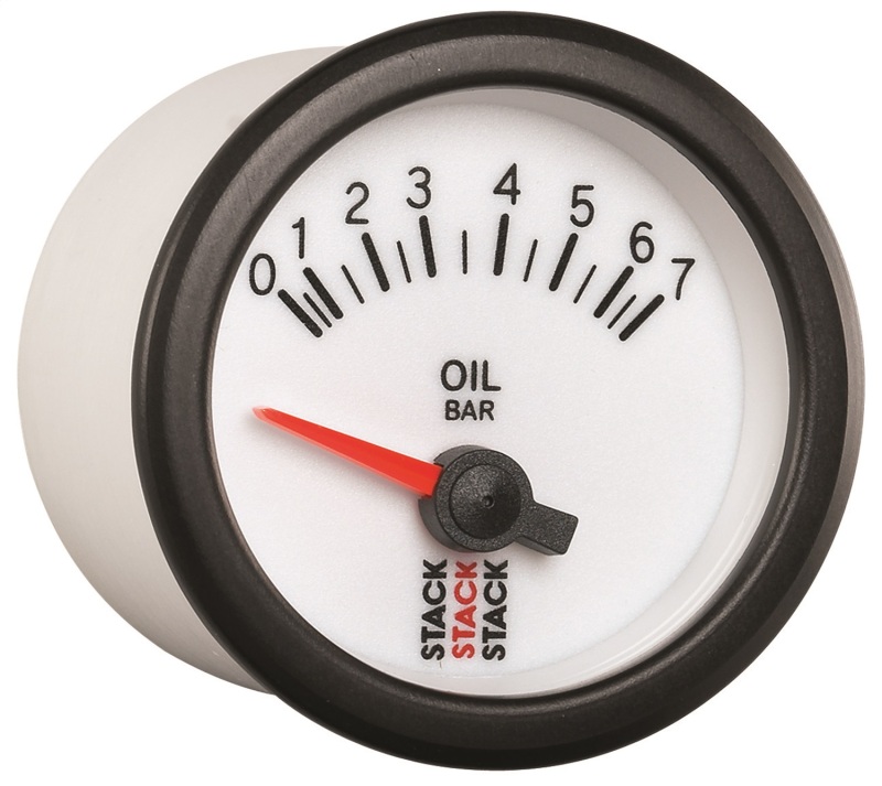 Autometer Stack 52mm 0-7 Bar M10 Male Electric Oil Pressure Gauge - White thumbnail 7