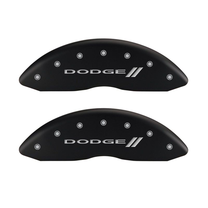 MGP 4 Caliper Covers Engraved Front & Rear With stripes/Dodge Red finish silver ch thumbnail 7