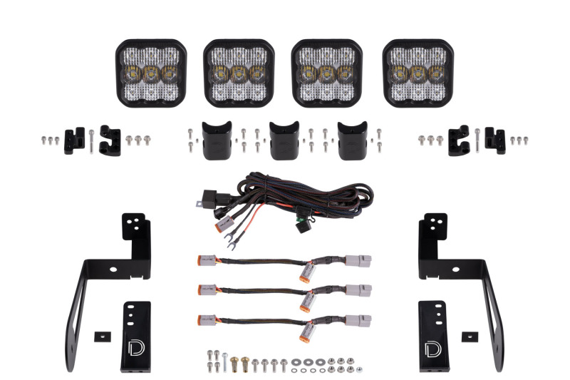 Diode Dynamics Jeep JK SS5 4-Pod CrossLink Grille Lightbar Kit Pro - White Combo thumbnail 2