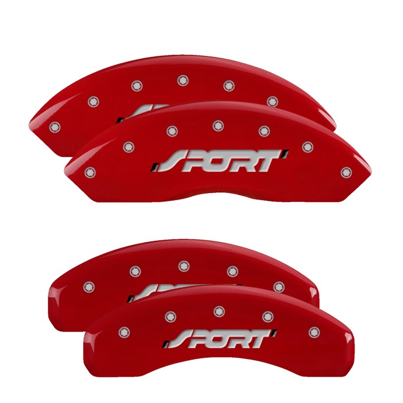 MGP 4 Caliper Covers Engraved Front & Rear SPORT Red finish silver ch thumbnail 6