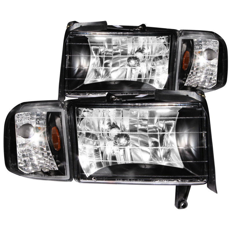 ANZO 1994-2001 Dodge Ram Crystal Headlights Black thumbnail 4